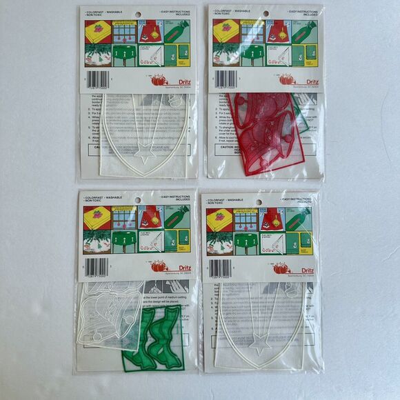 Set of 4 Vintage 80s Dritz Iron On Holiday Expressions Nativity & Bells Washable - Picture 2 of 7